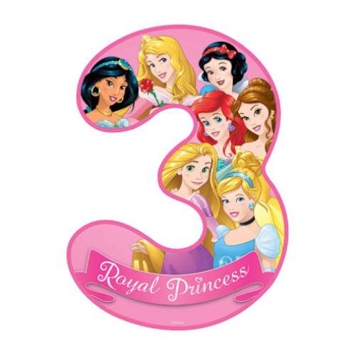 Disney Princess Number 3 Edible Icing Image - Click Image to Close